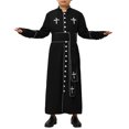 thumbnail image 3 of BPURB Unisex Clerical Clergy Robe for Pulpit with Sleeves Black, 3 of 7