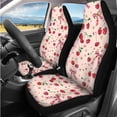 thumbnail image 2 of Uorisanigo Automobile Seat Cover Sets 14 Pcs with Cherry Pink Bow Car Steering Wheel Cover, Auto Seat Belt Covers and Car Console Covers Auto Interior Automotive Universal Fit Most Cars Women Men, 2 of 6