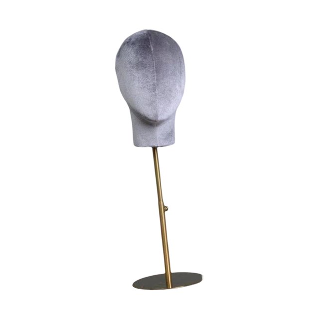 Modelo de Cabeza de Maniquí con Base de Metal, Maniquí de Altura Ajustable de Terciopelo Profesional, para Auriculares, Sombreros, Soporte de Exhibici Gris Yinane Sostenedor del sombrero del maniquí