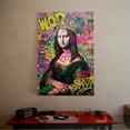thumbnail image 3 of 1pc Graffiti - style Mona Lisa Canvas Wall Art with Crown, Colorful Street - art Inspired Framed Decor room hanging Wall Picture Decor for Home Gifts, living room, bathroom, bedroom, kitchen wall art, 3 of 8