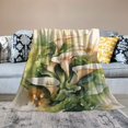 thumbnail image 2 of Chilfamy Flowers Green Leaves Watercolor Flannel Throw Blanket for Couch Sofa Bed All Seasons Exquisite Gifts 60x80in, 2 of 6
