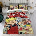thumbnail image 4 of Dennis el Travieso Conjunto de sábanas temático, trío de piezas, cómodo y amigable con la piel, diseño único, regalo de decoración para el hogar para familiares, amigos y fans,173cm *218cm, 4 of 6