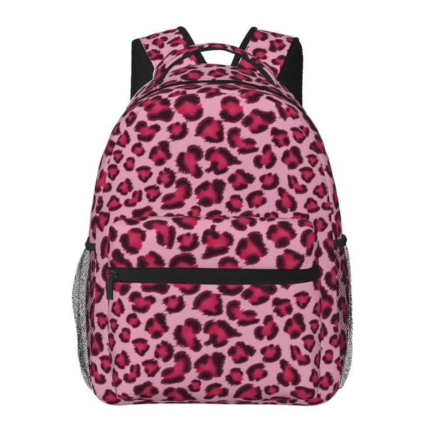 Easygdp Rose Leopard Print Mochila Ergonómica Versátil para Laptop - Múltiples Bolsillos, Correas Ajustables, Unisex para Escuela, Viajes y Actividades al Aire Libre-One Size