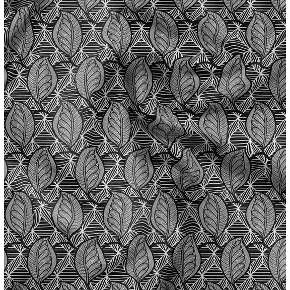 Soimoi Pure Silk Black Fabric By the Yard - 42 Inch Wide - African Tribal Material - Artistic and Modern Patterns for Various Uses Printed Fabric