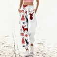 thumbnail image 2 of Mepaouo Christmas Sweatpants for Women Jogger Drawstring High Waist Baggy Sweat Trousers(White,L), 2 of 4