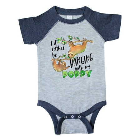 

Inktastic Id Rather Be Hanging with my Poppy- Cute Sloths Gift Baby Boy or Baby Girl Bodysuit