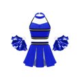 thumbnail image 2 of Xnihocha Girls Classic Cheerleading Team Uniform Mesh Splice Crop Top with Pleated Boxer Skirts Rooter Stage Suit Royal Blue 16, 2 of 5