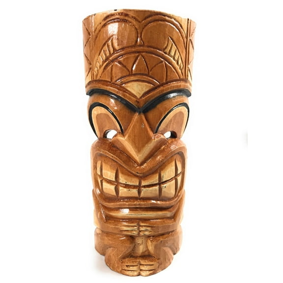 Lucky Tiki Mask 12" - Black Outline - Hand Carved | #bds1202230b