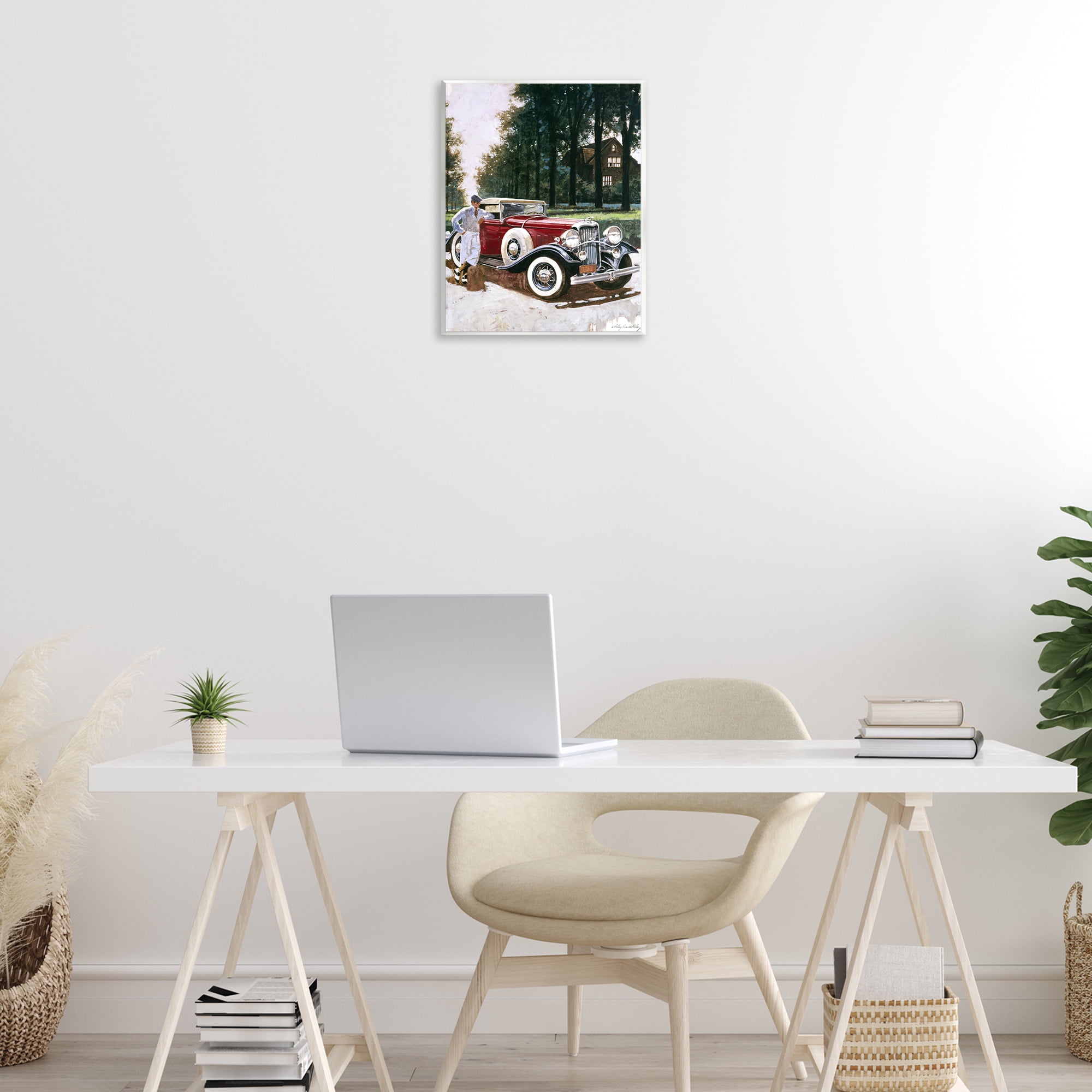 Retro Convertible Coupe & Driver Wall Plaque Art, design by Wind River Studios