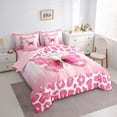 thumbnail image 3 of Manfei Cheetah Pattern 7-Piece Twin Bedding Sets,Leopard Print Kawaii Butterfly Bedding Comforter Set,Pink White Sheet Sets For Girls Kids,Luxury Bedroom Decor Reversible, 3 of 8