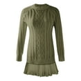 thumbnail image 5 of MuXiKeJi Clothes Women Cable Knit Sweater Dress Crewneck Long Sleeve Pleated Mini Dress Twofer Style Patchwork Dress,Fall Sweater Dresses for Women 2025, 5 of 5