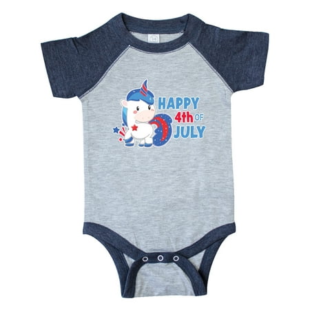 

Inktastic Happy 4th of July with Unicorn Gift Baby Boy or Baby Girl Bodysuit