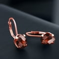 thumbnail image 2 of Gem Stone King 3.07 Ct Oval Checkerboard Red Garnet Brass Rose Gold Plated Brass Earrings, 2 of 4