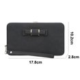thumbnail image 2 of Hukapapa Bolso de mujer con lazo, estuche largo para lápices, monedero, bolso para teléfono móvil para mujer, negro, 2 of 5