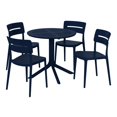 thumbnail image 2 of WestinTrends Playa Modern 5-Piece Resin Round Patio Dining Table Set with Stackable Patio Dining Chairs, Navy Blue, 2 of 13