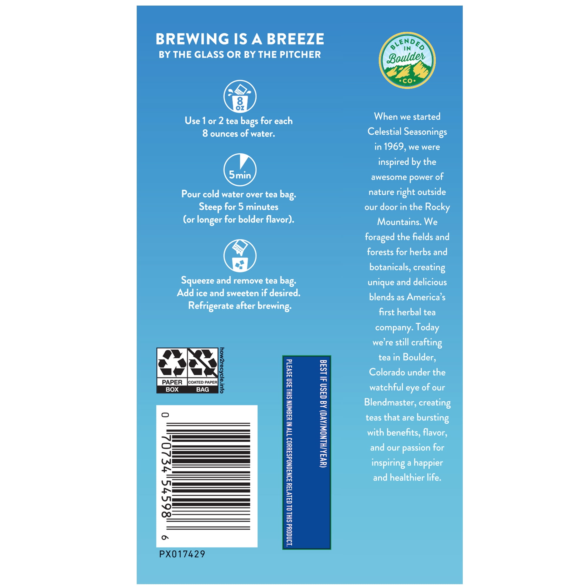 (2 pack) Celestial Seasonings Cold Brew Red White & Blueberry Iced Herbal Tea Bags, 18 Count