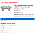 thumbnail image 2 of Front Left Brake Caliper - Compatible with 2000 - 2003 Toyota Tundra 2001 2002, 2 of 2