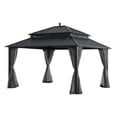 thumbnail image 3 of Sunjoy 14x12 ft. Outdoor Pavilion Gazebo Steel Hardtop Gazebo with Curtain and Netting,Kingston Series, 3 of 20