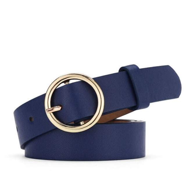 Fortune Ceinture Homme Femme Boucle Ronde Ceinture en Cuir PU Ceinture de Taille Rétro Classique