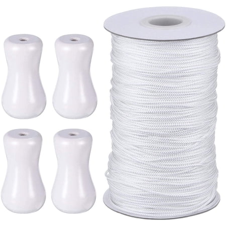 SICED Braided Shade Rope 50M/Roll with 4 Pieces Wooden Pendant for ...