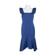 thumbnail image 2 of Aidan Mattox Square Neck Ruffled Shoulder Sleeveless High Low Hem Zipper Back Crepe Dress-ROYAL SAPPHIRE / 0, 2 of 2