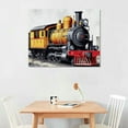 thumbnail image 2 of Nawypu Watercolor Train Print Steam Locomotive Paintings Canvas Wall Art Transportation Locomotive Poster Canvas Nursery Artwork Ready to Hang Home Playroom Decor (Yellow), 2 of 4
