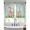 thumbnail image 2 of Easter Bunny Gnomes Sheer Curtains 45 Inch Length 2 Panels Set Window Treatments, Spring Easter Eggs Floral Teal Wood Rod Pocket Semi Curtains for Living Room/Bedroom/Kitchen Décor, 104"W x 45"L, 2 of 7