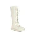 thumbnail image 4 of BOBOGOJP Toddler Little Girls Knee High Fashion Flat Riding Boots Shoes Leather Zipper Winter Boots White for Size 28, 4 of 5