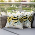 thumbnail image 3 of Bees Loves Outdoor Pillow Covers Pack of 2 Vintage Country Yellow Bee Plaid Dot Love Floral Waterproof Throw Pillow Covers Decorative Cushion Cases for Patio Garden Tent Balcony Couch 18x18 inch, 3 of 9