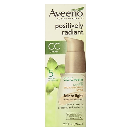 Aveeno Active Naturals Positively Radiant CC Cream SPF 30, Fair to Light Tinted Moisturizer, 2.5