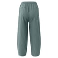 thumbnail image 6 of Men's Casual Loose Solid Color Linen Pants, Cotton Linen Wide Leg Harem Trousers Chinese Style for Bohemian Fashion and Comfort,Dark Green,3XL, 6 of 7