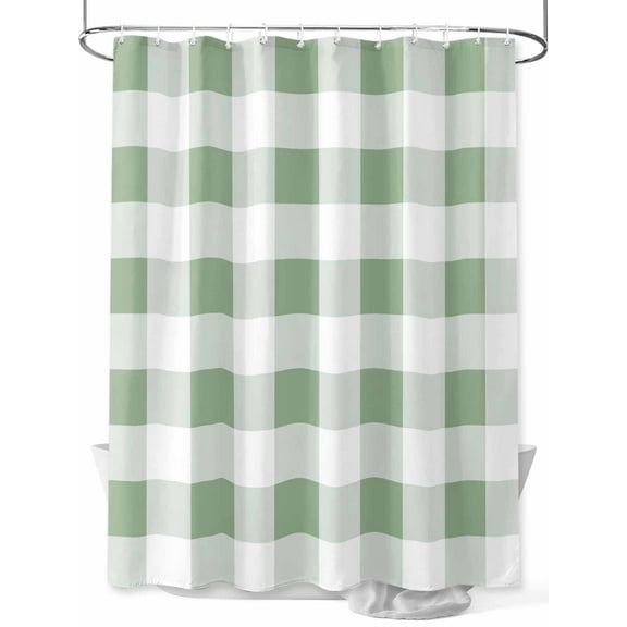 Shower Curtains for Bathroom-72"x72", Classic Sage Green White Lattice Waterproof Bath Curtain Grommet Shower Curtain Set with Hooks, Buffalo Checker Plaid Washable Bath Accessories