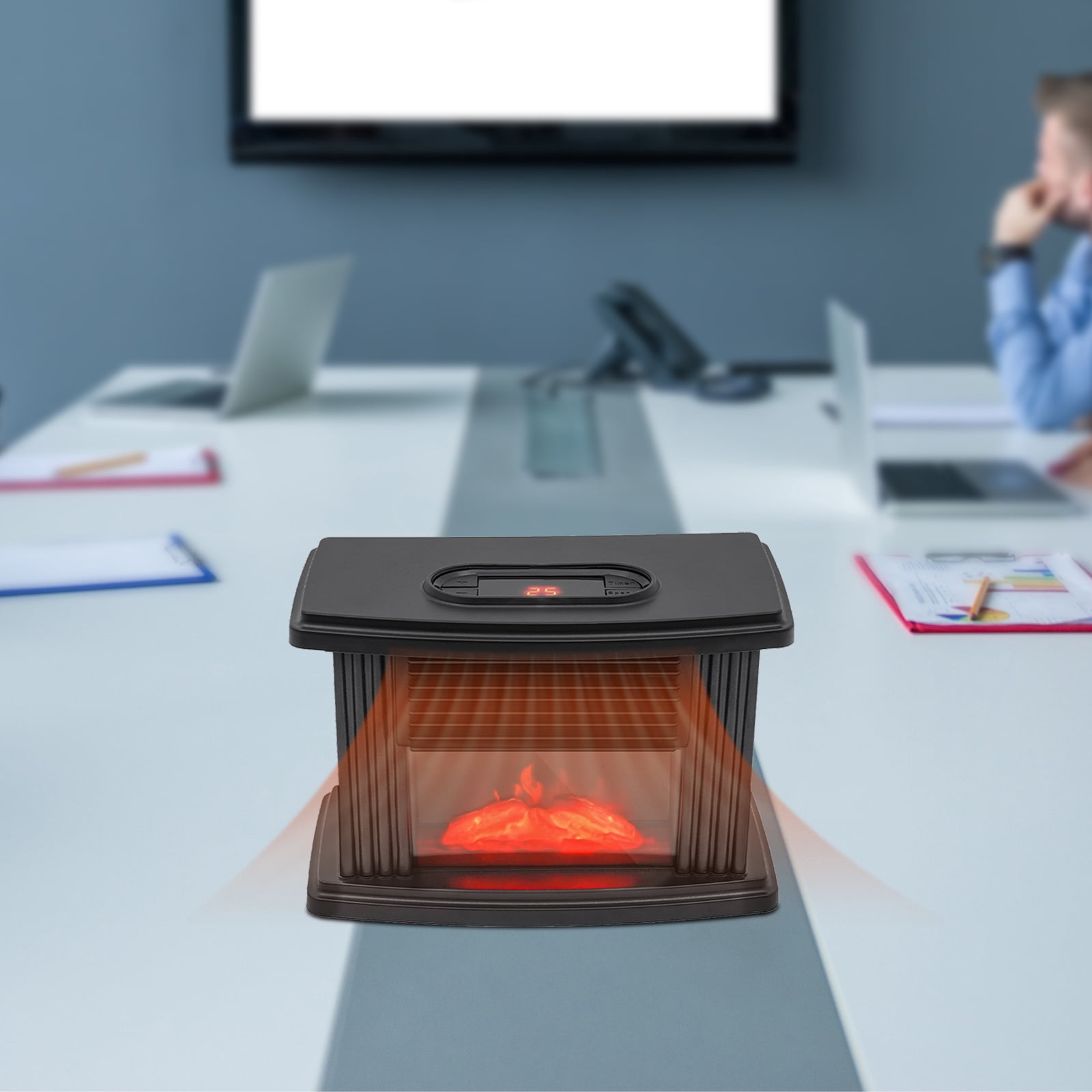 Electric Small Air Heater Fireplace Space Heating Log 3D Flame Stove Lightweight