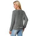 thumbnail image 5 of JWD Women's cardigan long sleeved button knit stripe with pocket Black Stripe XL, 5 of 5