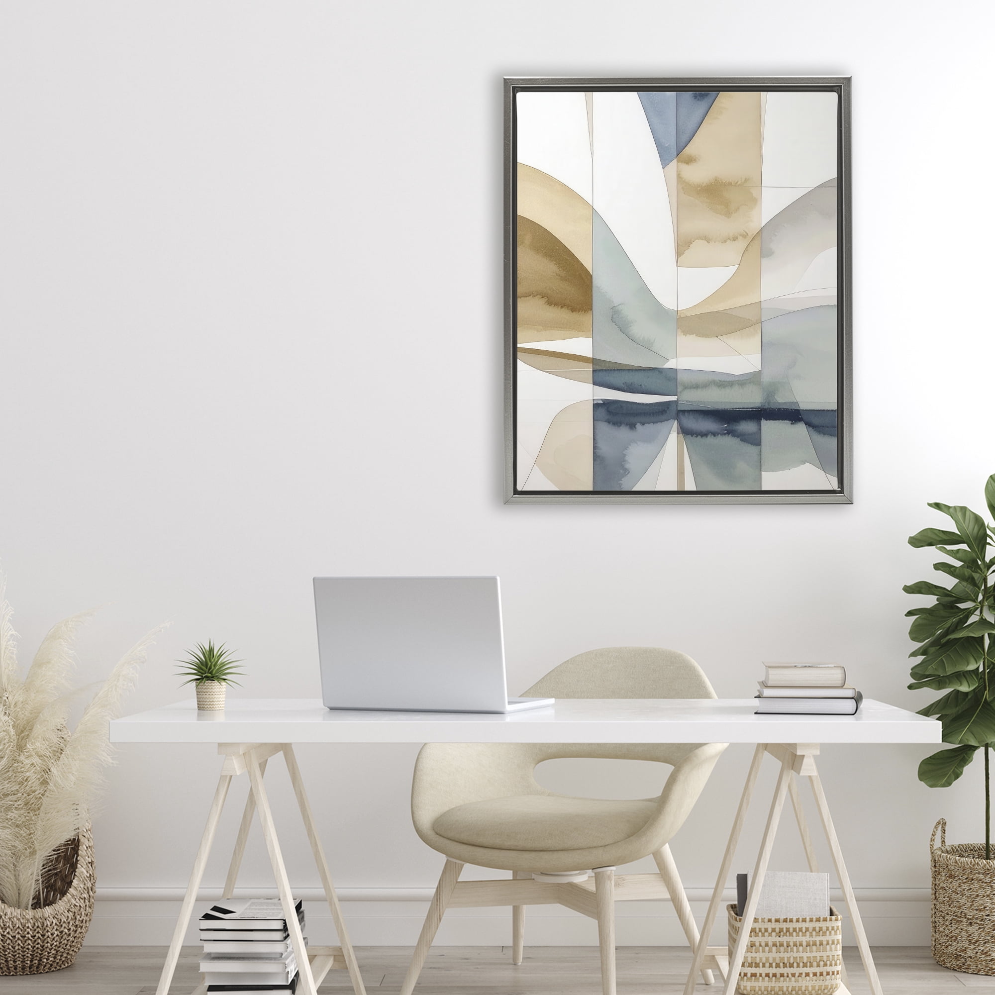 Stupell Industries Geographic Fluid Abstraction Gray Framed Floater Canvas Wall Art, design by Alonza Saunders