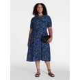 thumbnail image 2 of Time and Tru Women's Pleated Midi Shirtdress, Sizes XS-XXXL, 2 of 5