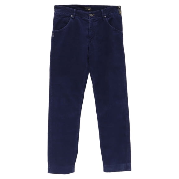 Pre-Owned Fendi Regular-Fit Trousers in Navy Blue Corduroy