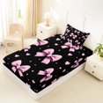 thumbnail image 5 of Erosebridal Bow Love Heart Twin Sheet Sets for Girls, Black Pink Bowknot Bedding for Women, 3-Piece, 5 of 6