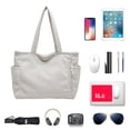 thumbnail image 6 of HUISZJ Corduroy Shoulder Bag, Large Capacity Tote Bag, Versatile Tote Handbag for Travel Commute Work (White), 6 of 7