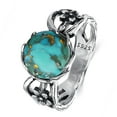 thumbnail image 2 of JQUEEN Round Turquoise Ring Vine Design 925 Sterling Silver Boho Ring Statement Ring for Women, 2 of 5