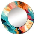 thumbnail image 2 of Designart "Feathered Spectrum" Abstract Round Mirror Wall Decor Modern - Large Multicolor Round Bathroom Mirror - Round Mirror - 29" x 29", 2 of 6