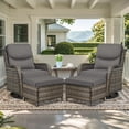 thumbnail image 6 of Opohoro 5-Piece Patio Conversation Set with Swivel Chairs, Ottomans and Side Table, Deep Seat Wicker Outdoor Seating for Porch, 6 of 10