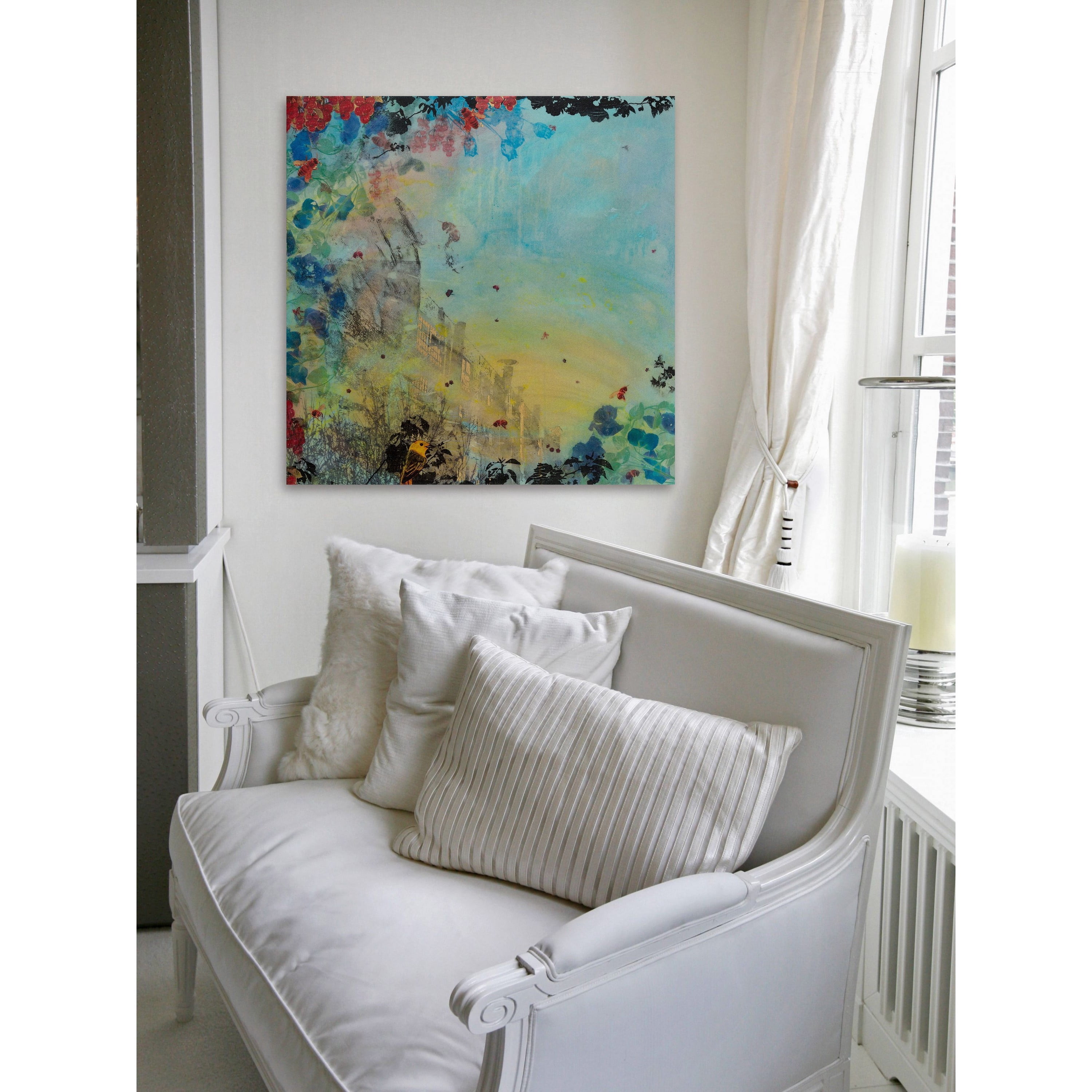"Foraging Bees" Painting Print on Wrapped Canvas