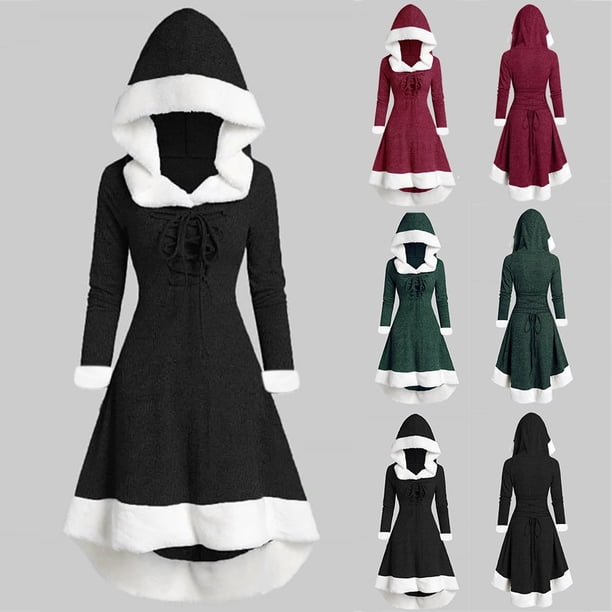 LYXSSBYX Long Sleeve Dresses Womens Winter Fashion Long Sleeve Patchwork  Hooded Vintage Dress Party Dress - Walmart Business Supplies