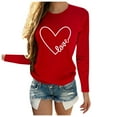 thumbnail image 1 of Ketyyh-chn99 Chandails pour Femmes Blouse Ample pour Dames T-Shirts pour Femmes Manches Longues Col Rond Chemises T-Shirt Basique Hauts Blouse Rouge, TG, 1 of 5