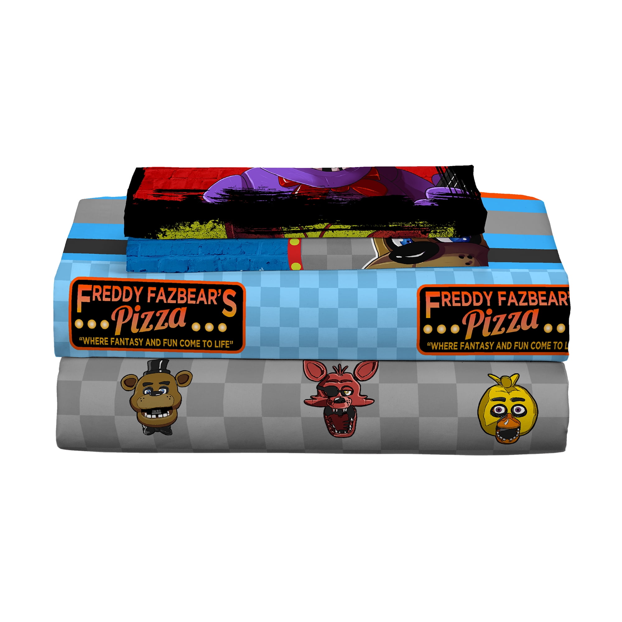 Five Nights at Freddy's Kids Full Sheet Set, Grey, Blue