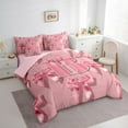 thumbnail image 3 of Castle Fairy Cartoon Bow Letter Monogrammed B Bedding Comforter Set 7-Piece for Teenagers Boys Girls,Kawaii Ribbon Bowknot King Bedding Sets,Cute Bowtie Initial Ultra Soft Bed Sheets, 3 of 8