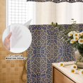 thumbnail image 3 of No Hook Shower Curtain, Vintage Mediterranean Shower Curtains for Bathroom with See Through Top Window, Retro Morocco Abstract Art Brown Blue Waterproof & Washable Bath Curtain Stand Up Stall 36"x72", 3 of 9