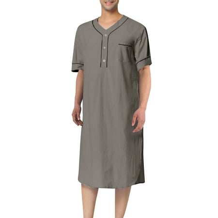 

Shuttle tree Men s Nightshirt Short Long Sleeve Nightgown Soft Loose Sleepwear Lightweight Nightwear Comfy Henley Sleep Shirt