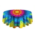 thumbnail image 5 of Colorful Tie Dye Mandala Pattern Round Tablecloth 60"x60",Wrinkle Wipeable Table Cloth for Kitchen Dining Room Picnic Patio Party, 5 of 6